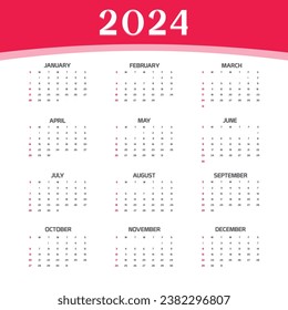 Free Vector Printable Monthly Schedule Calendar 2024 Template