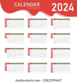 Free Vector Printable Monthly Schedule Calendar 2024 Template