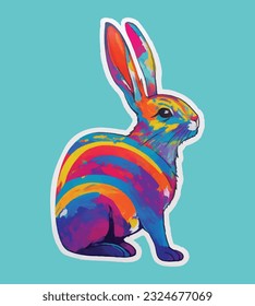 Free vector a rabbit animal cartoon sticker for all side usiging.