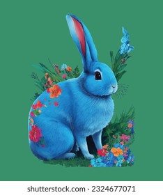 Free vector a rabbit animal cartoon sticker for all side usiging.