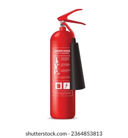 Free vector realistic fire extinguisher set with isolated portable fire-fighting units of different shape on transparent background illustration