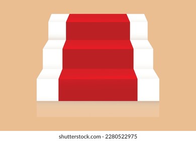 Free vector red carpet white stairs realistic illustration