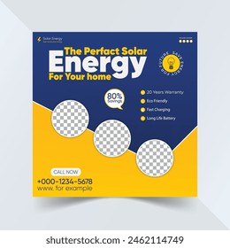 free vector renewable and clean solar energy social media post template