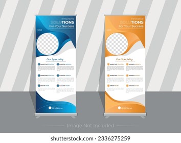 Plantilla de banner de rollo vectorial libre, plantilla de banner de enrollado corporativo. 