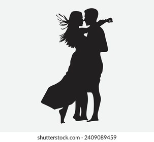 Free vector romantic couple silhouette
