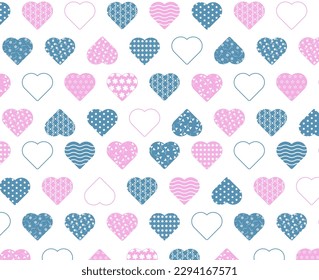 Free vector romantic pattern with different types of hearts
