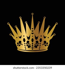 Free vector of royal golden crown king and quen image editable black background