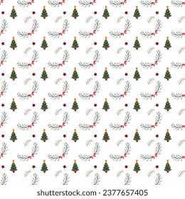 Free vector seamless pattern with Christmas tree .