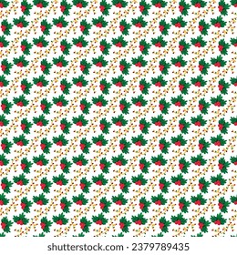 free vector seamless pattern with Christmas and redberry .
