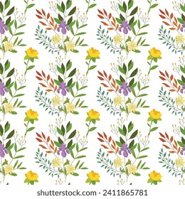 Free vector seamless pattern of yellow flower with watercolor