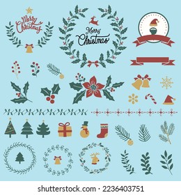 Free vector set of christmas design elements editable Free Vector Image