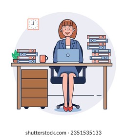 Conjunto libre de vectores de empleados que trabajan en el diseño de oficinas
