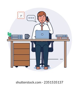 Free vector set of clerks working at office design