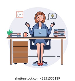 Free vector set of clerks working at office design