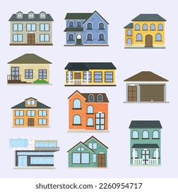 Free vector set of houses and buildings design