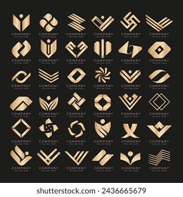 Free vector set of luxury golden gradient logo designs	