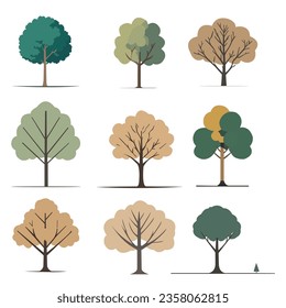 Free vector set of variety plants and trees
