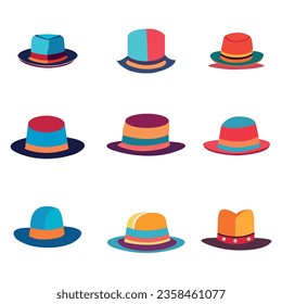 Free vector set of various style of fashion male hat in cartoon style