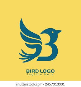 
Free Vector Simple and creative bird logo design , combination of letter B  and bird

