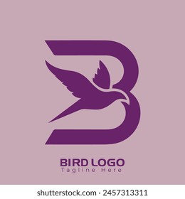 
Free Vector Simple and creative bird logo design , combination of letter B  and bird

