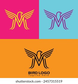 
Free Vector Simple and creative bird logo design , combination of letter M  and bird

