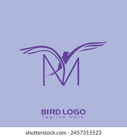 
Free Vector Simple and creative bird logo design , combination of letter M  and bird

