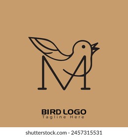 
Free Vector Simple and creative bird logo design , combination of letter M  and bird

