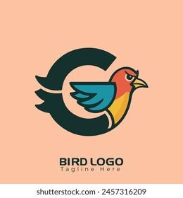 
Free Vector Simple and creative bird logo design , combination of letter and bird

