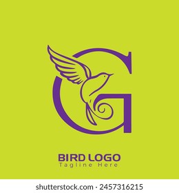 
Free Vector Simple and creative bird logo design , combination of letter and bird

