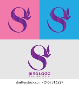 
Free Vector Simple and creative bird logo design , combination of letter and bird

