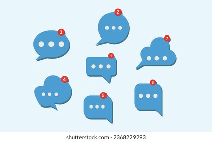 Free vector simple flat minimalist incoming new chat box messages  icon with notification.
