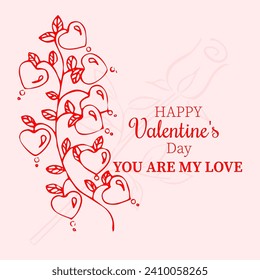 Free vector simple happy valentines Day greeting with love hearts