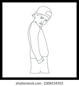 Free vector Slylish Boy Outline Character design.