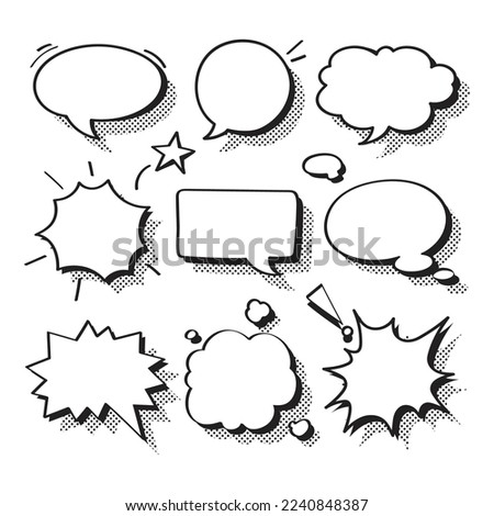 Free vector speech bubble vector in halftone style set free vector image