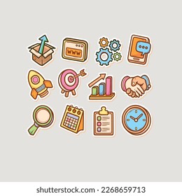 Free vector startup stickers doodle color vector collection