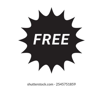 Free vector sticker button. Free text round Label sticker. Black badge. Vector illustration