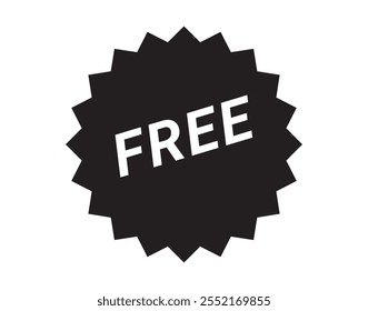 Free vector sticker button. Free text round Label sticker. Black badge. Vector illustration