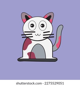 Free vector a sticker template of cat cartoon character