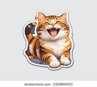  Free vector a sticker template of cat cartoon character