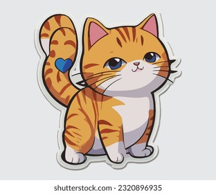  Free vector a sticker template of cat cartoon character