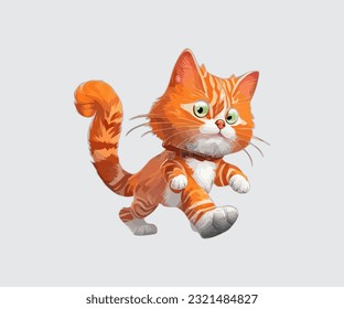 Free vector a sticker template of cat cartoon character, cat, cat