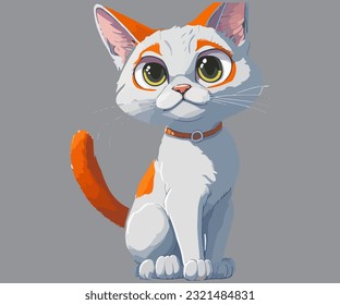 Free vector a sticker template of cat cartoon character, cat, cat