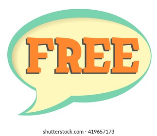 Free vector sticker. Volume frame with shadow. Speech bubble in retro style.