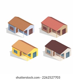 Free vector suburbian buildings isometric composition 