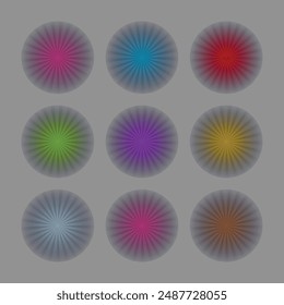 Free vector sun burst radial styles set collection