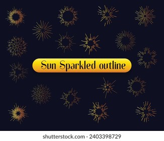 Free Vector Sun Sparkled outline Linear flat sunburst collection