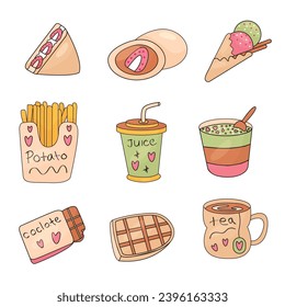 Colección libre de postres dulces vectoriales en estilo plano