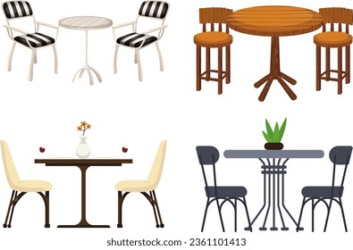 conjunto libre de tablas vectoriales y sillas 