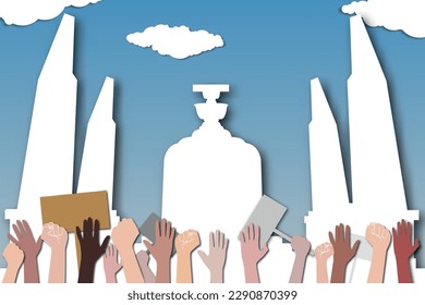 Free vector thailand elections with democracy monument.  people character with box for vote and ballot papers.