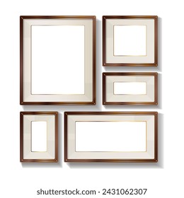 Free vector thin wooden rectangular and square photo frames